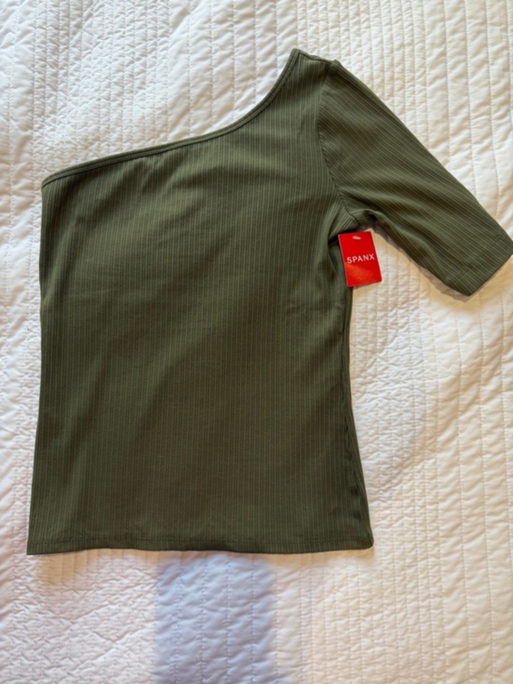 SPANX Ribbed One Shoulder Top (XS)